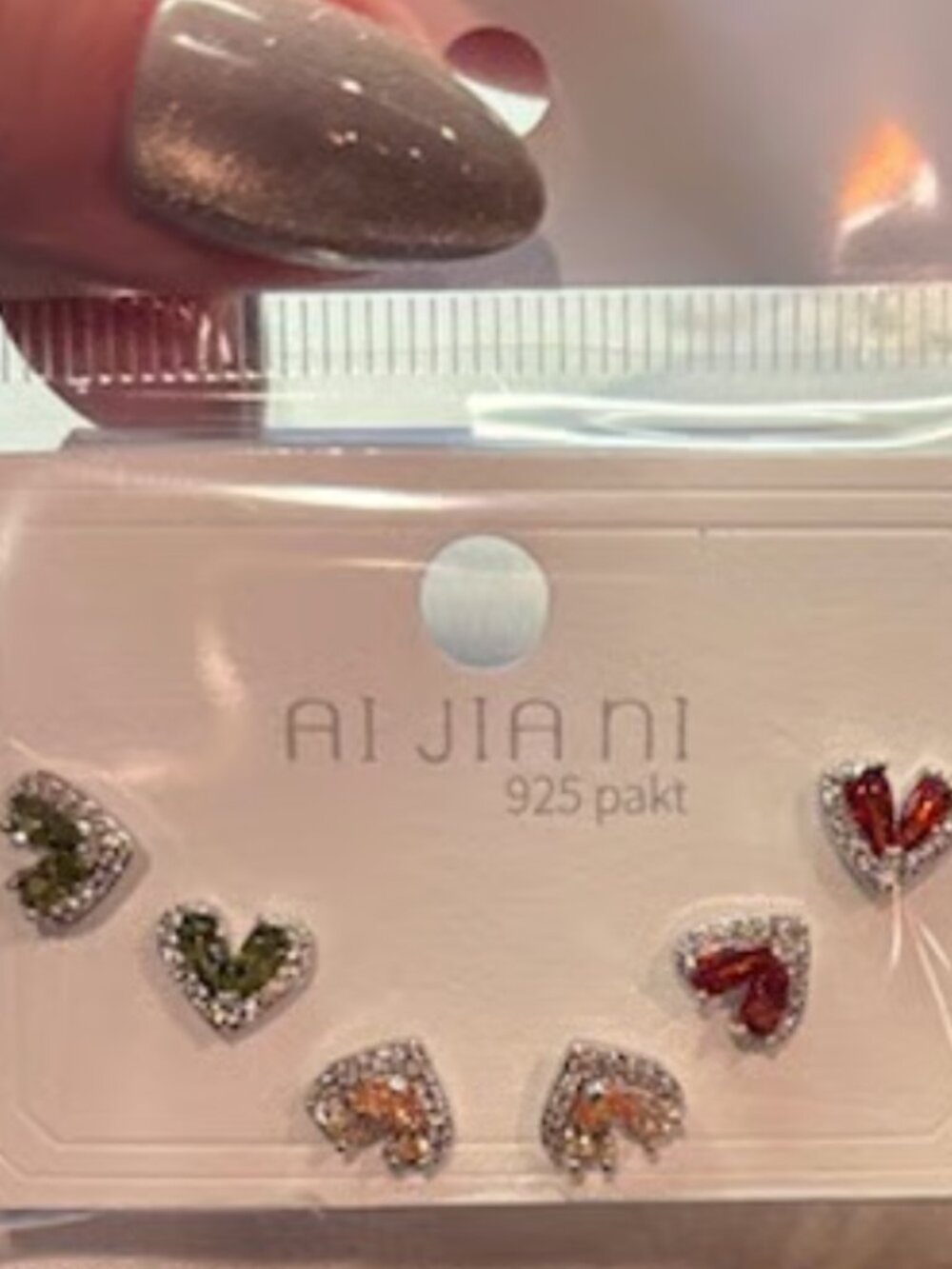 Set of 3 heart CZ stud earrings